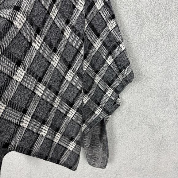 Theory Poncho Womens Petite Small Plaid Grey Wool Knit Florencia Oversized - Picture 4 of 13